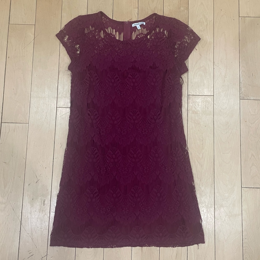 Maroon Lace Mini Dress